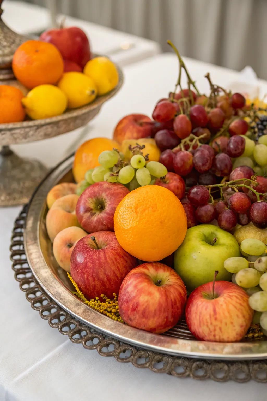 Celebrate the season using a vibrant fruit centerpiece.