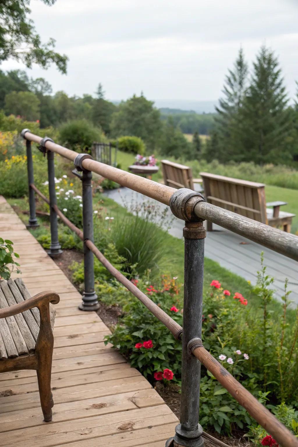Reused resources can fashion a distinctive and environmentally friendly deck railing.