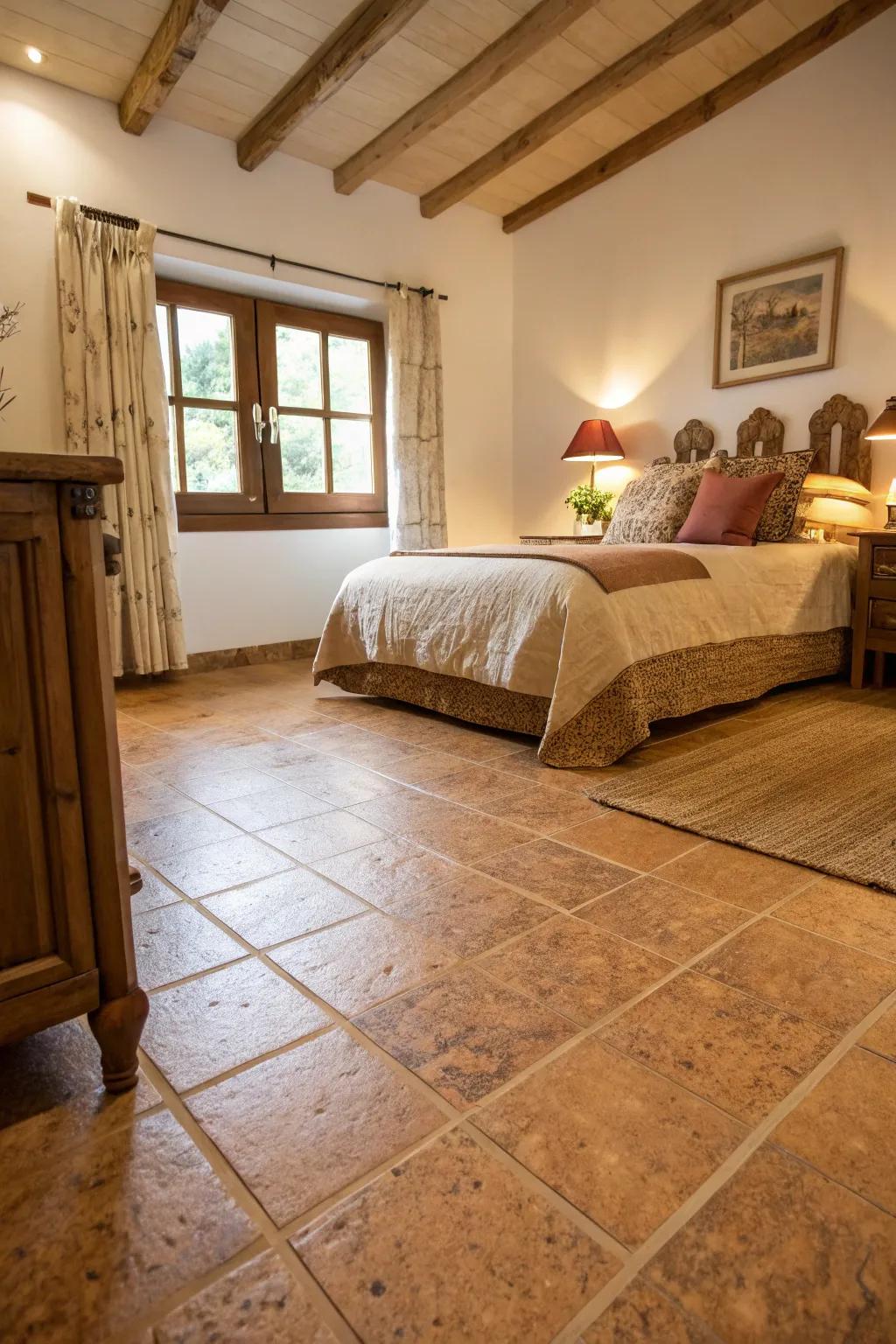 Tree bark flooring combines comfort with eco-friendly benefits.