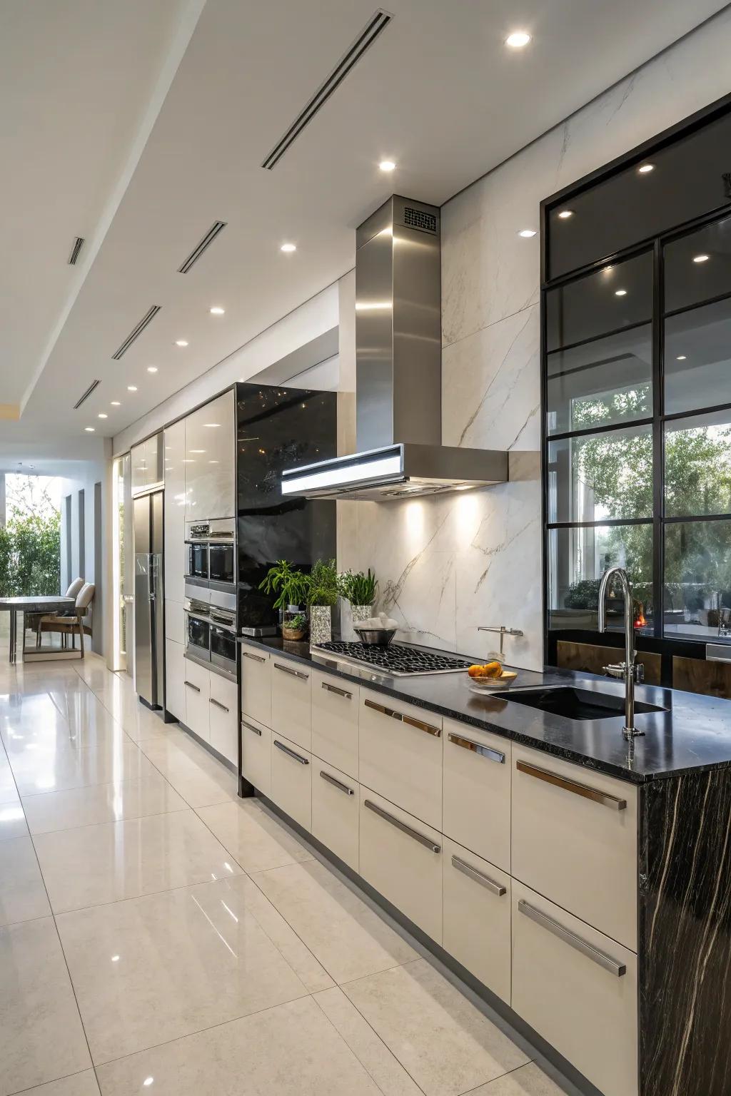 A modern kitchen style that radiates professionalism.