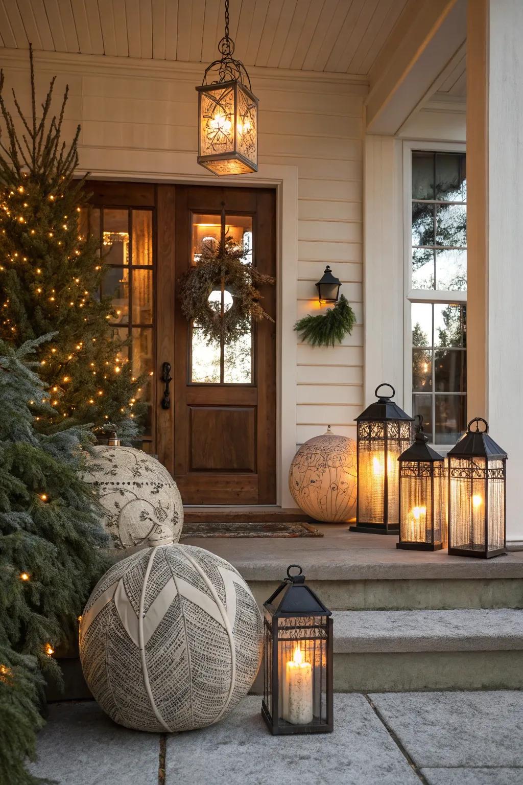 A festive frontage welcoming guests with holiday spirit.