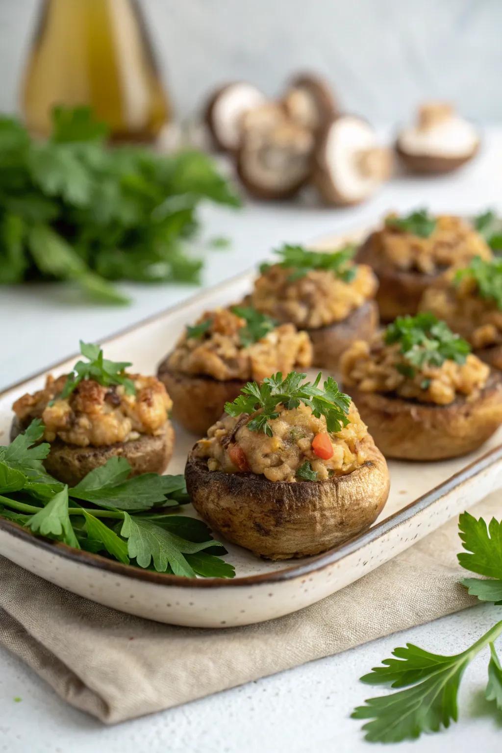 Stuffed fungi are a tasty treat that everyone enjoys.