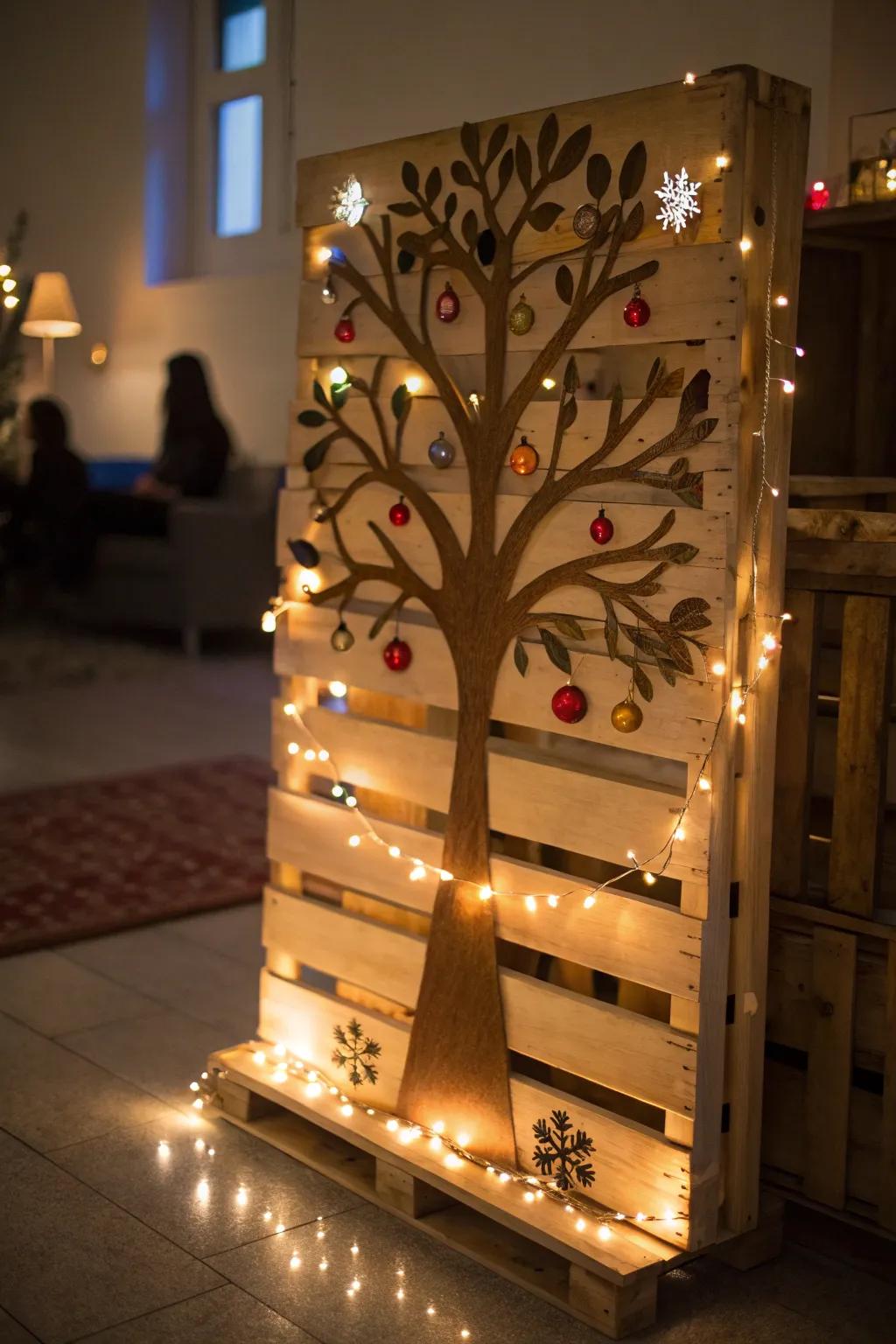 Charm your area with a light-up pallet art.