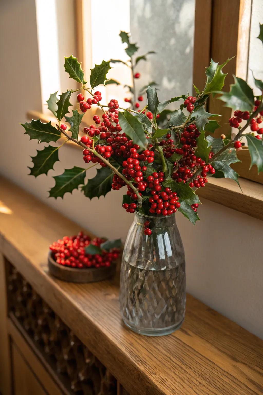 Embrace tradition with a berry-filled vase.