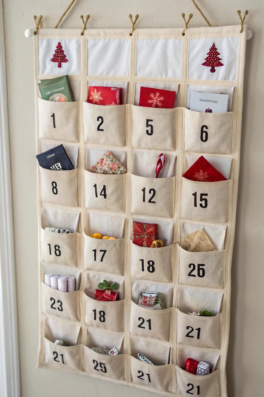 An interactive arrival calendar wall suspension brimming with surprises.
