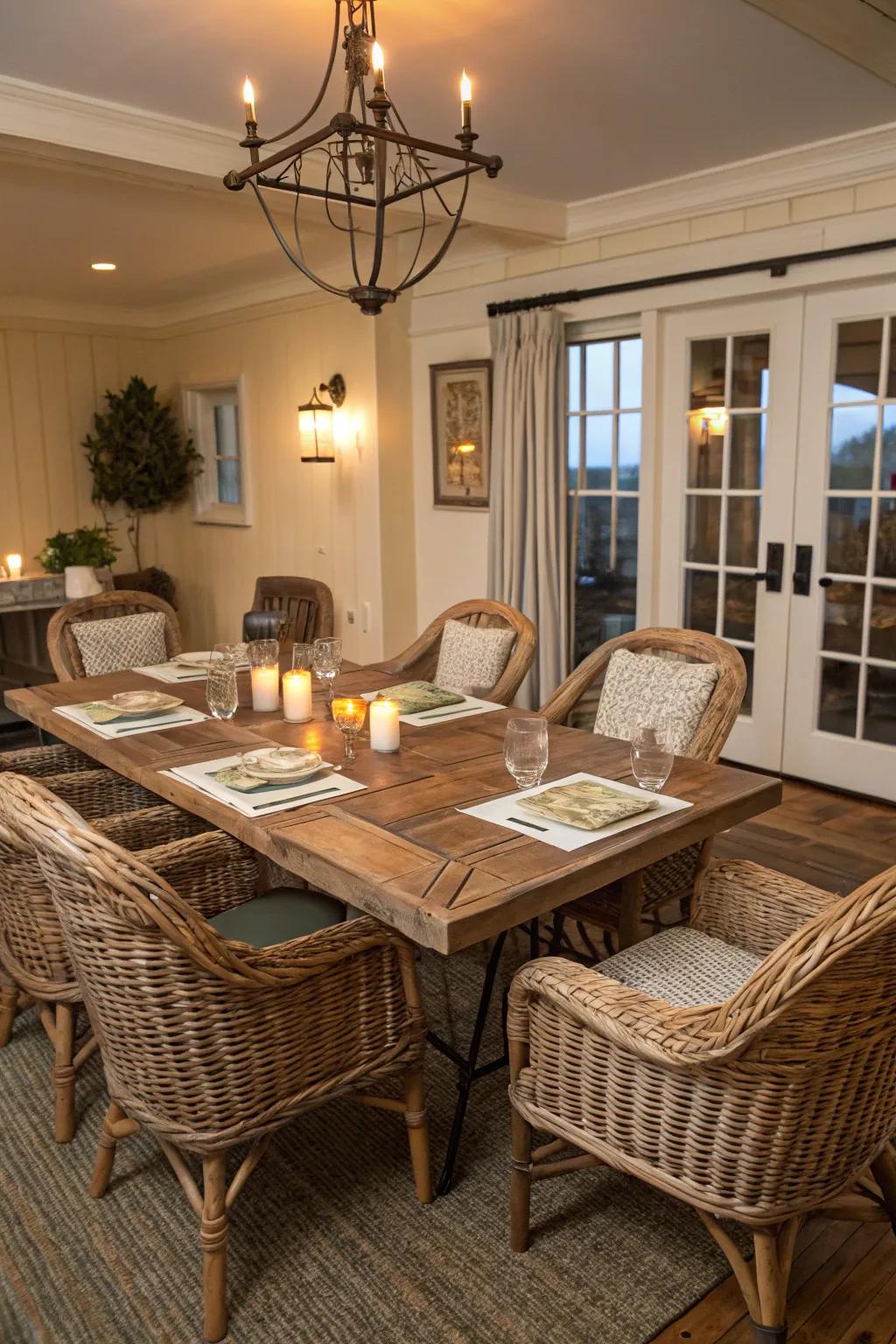 Comfortable, aged furniture enhances the relaxed coastal ambiance.