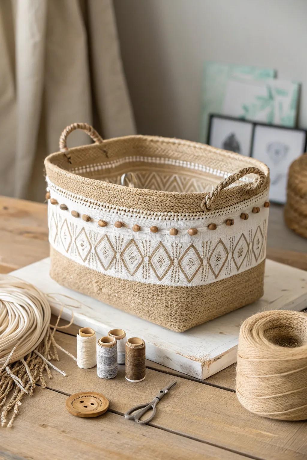 Transform your space with rustic elegance: Coffee sack storage baskets for a blend of style and practicality.