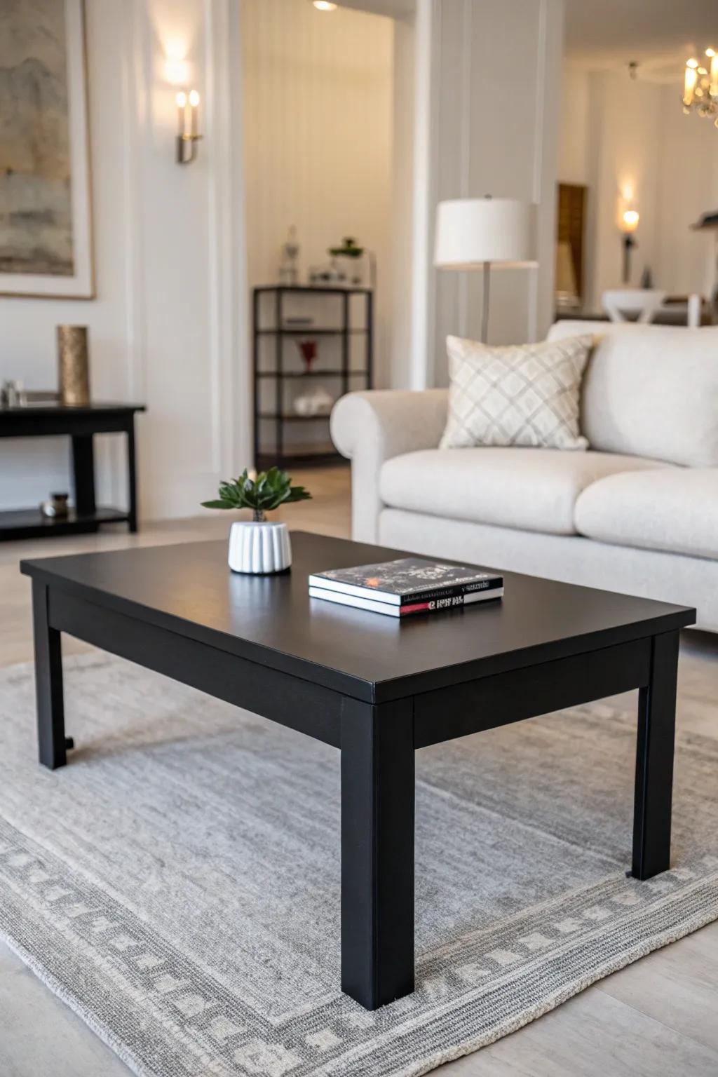 Black tables add smooth sophistication to modern spaces.