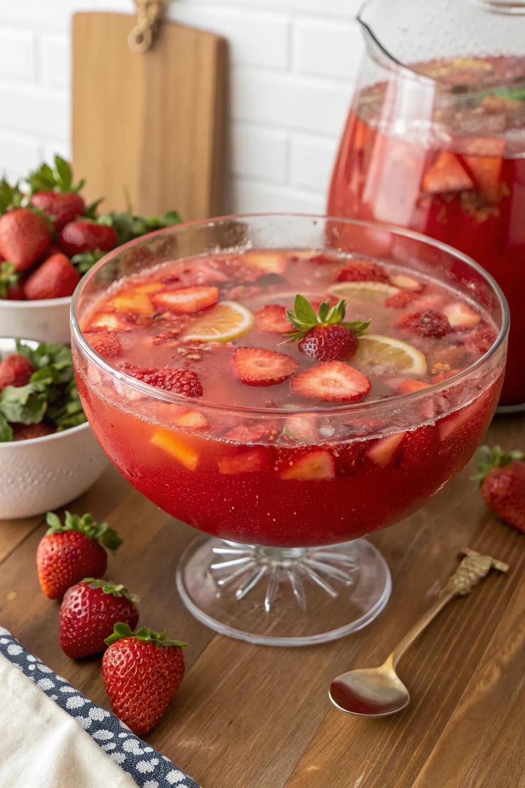 A refreshing crimson berry lemonade that enhances the red theme.