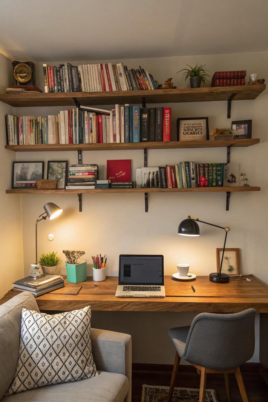 Vertical storage helps keep your workspace organized and efficient.