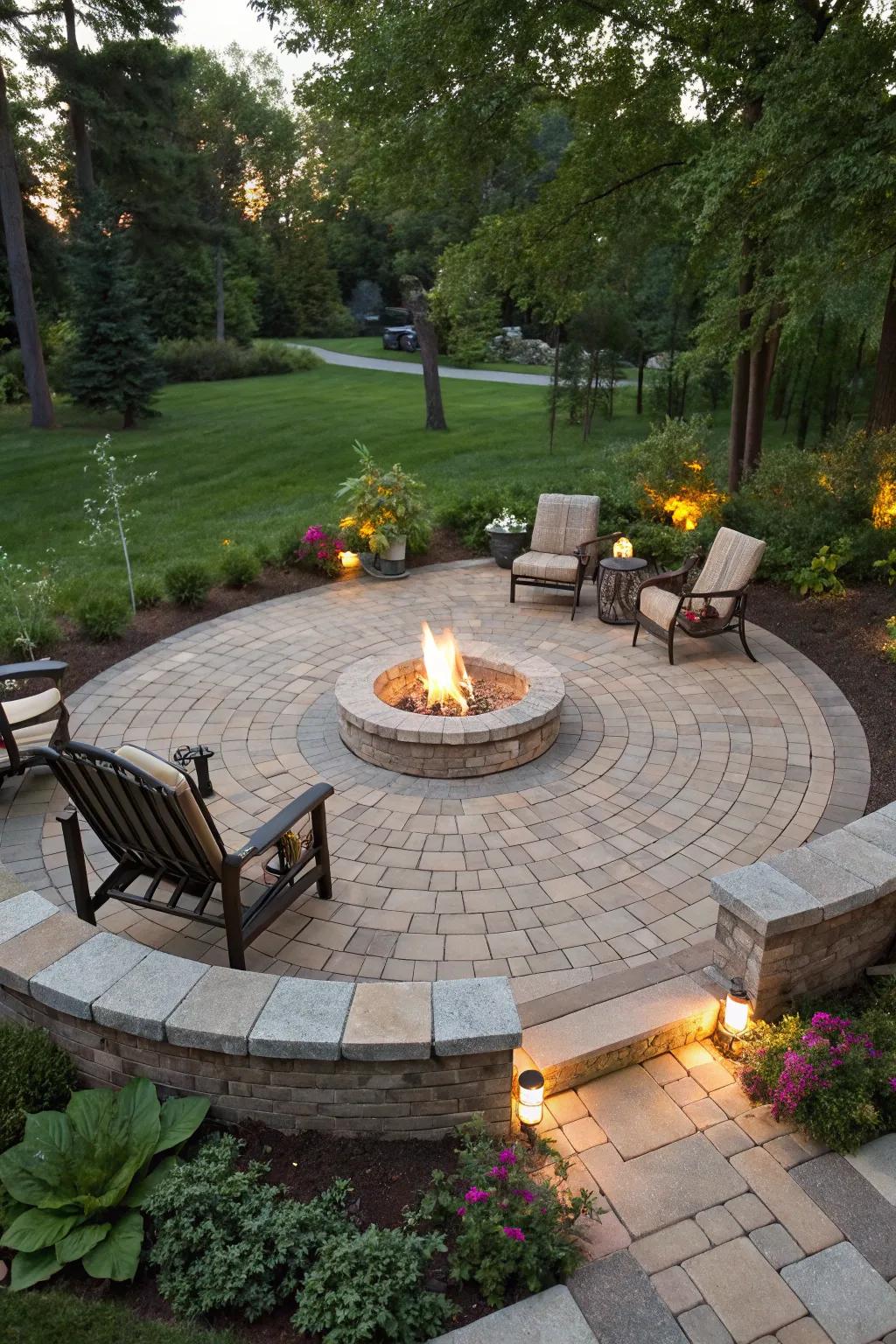 Create a statement with a circular paver design.