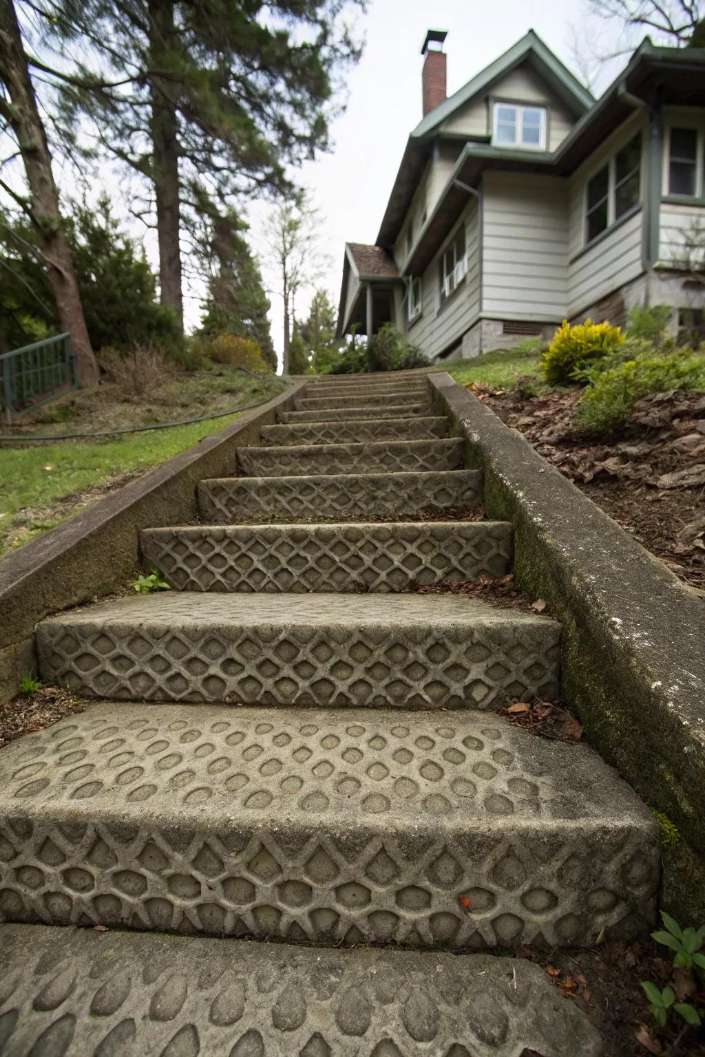 Textured steps offer both beauty and function.