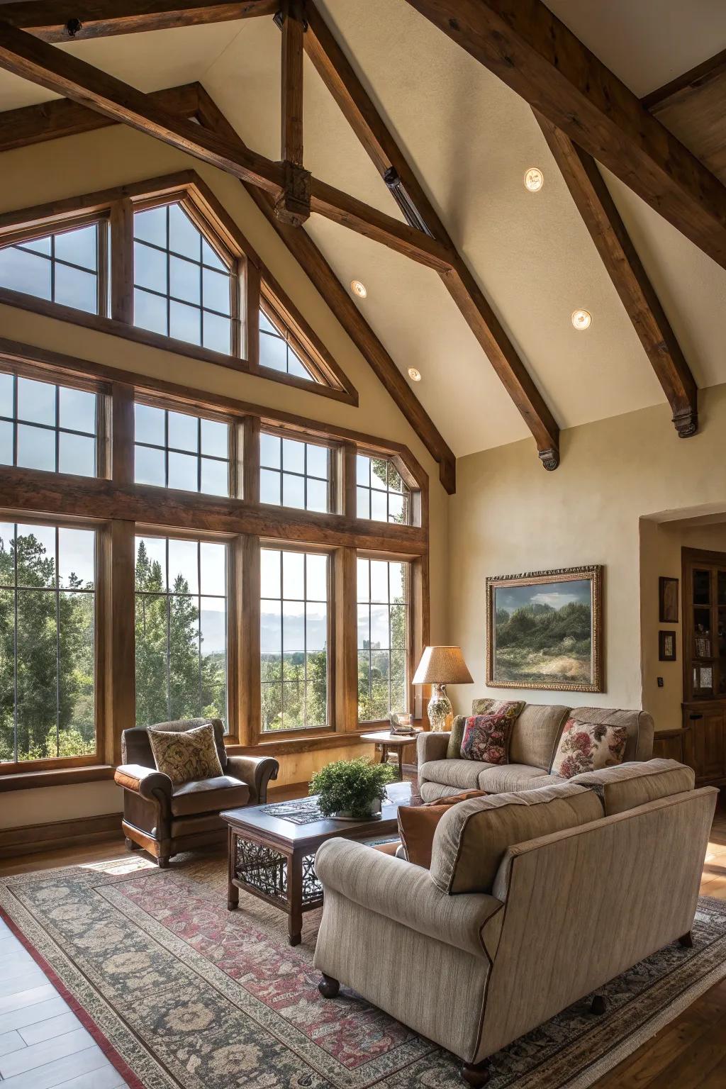 Constructional features like wide windows bring natural light and charm to this area.