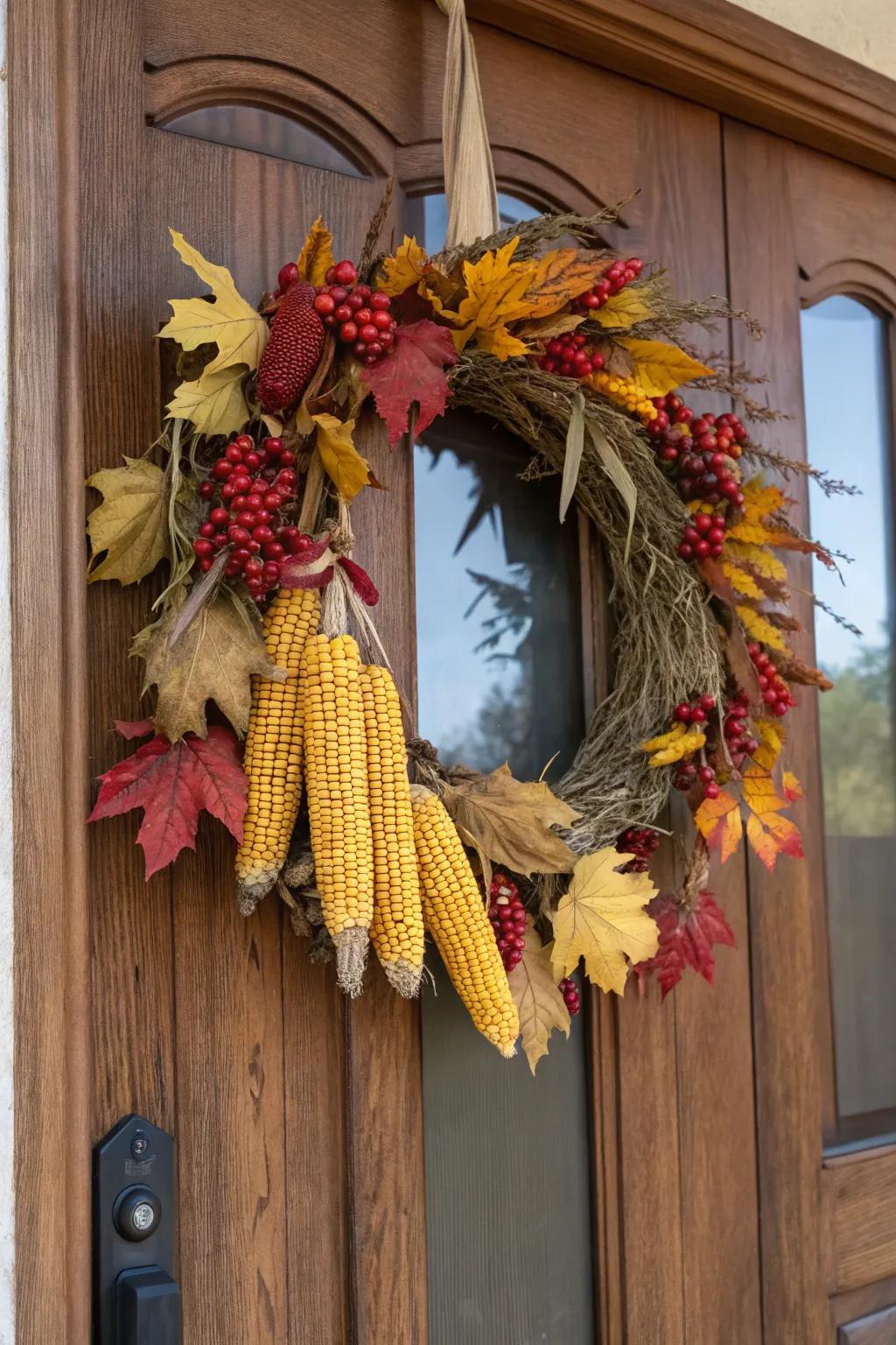 A dried corn stalk garland delivers raw elegance to your design.
