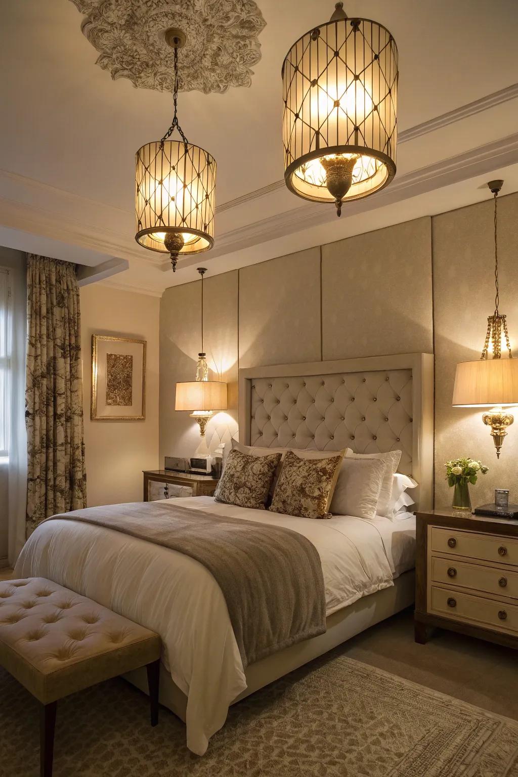 Ornamental lighting sets the mood for unwinding.