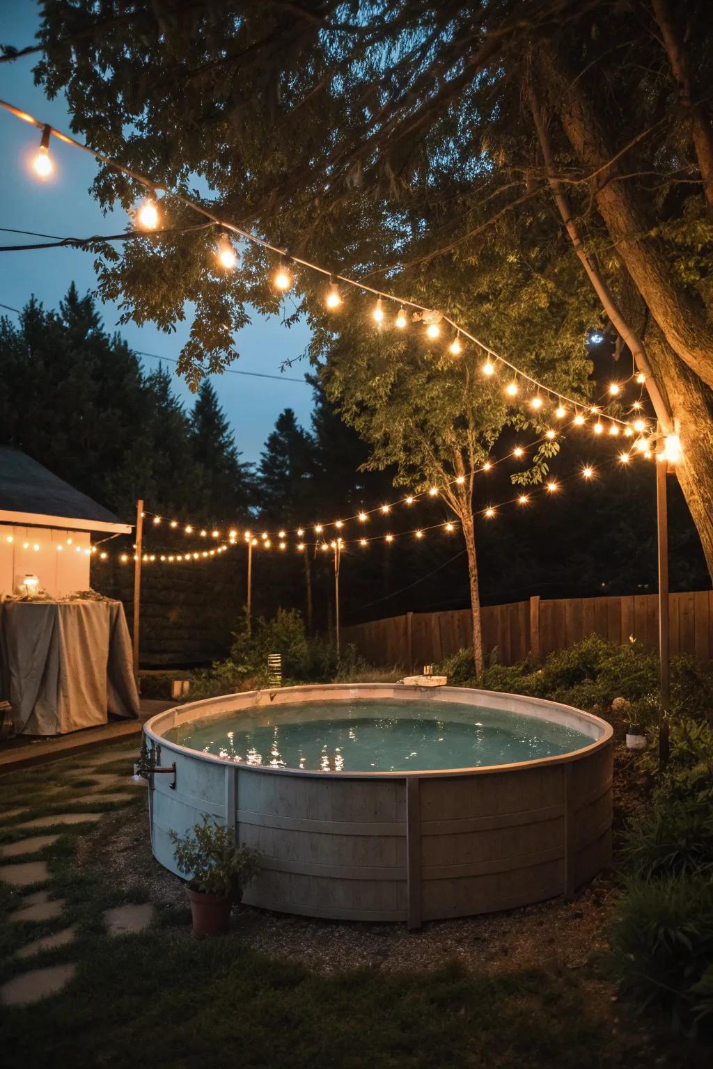 Enhance your pool's nighttime mood using enchanting lighting.