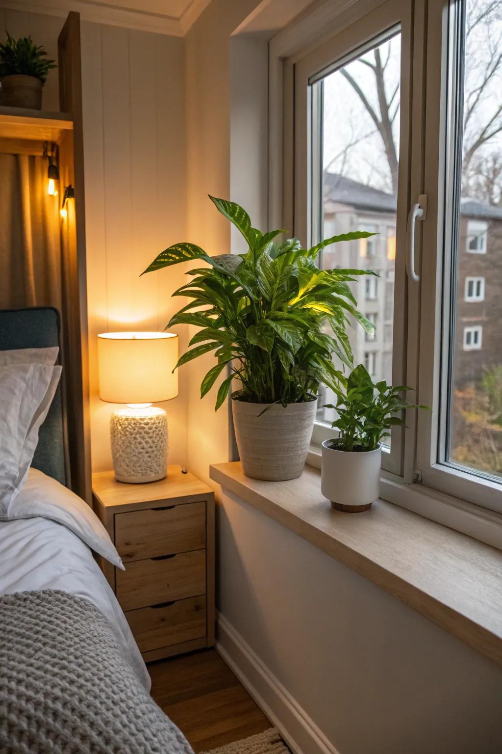 Indoor plants fill small bedrooms with life and peace.
