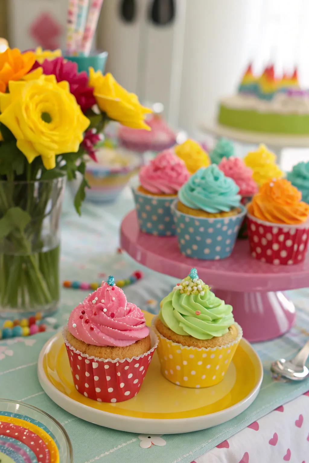 Colorful cupcakes inject vibrancy into any celebration.