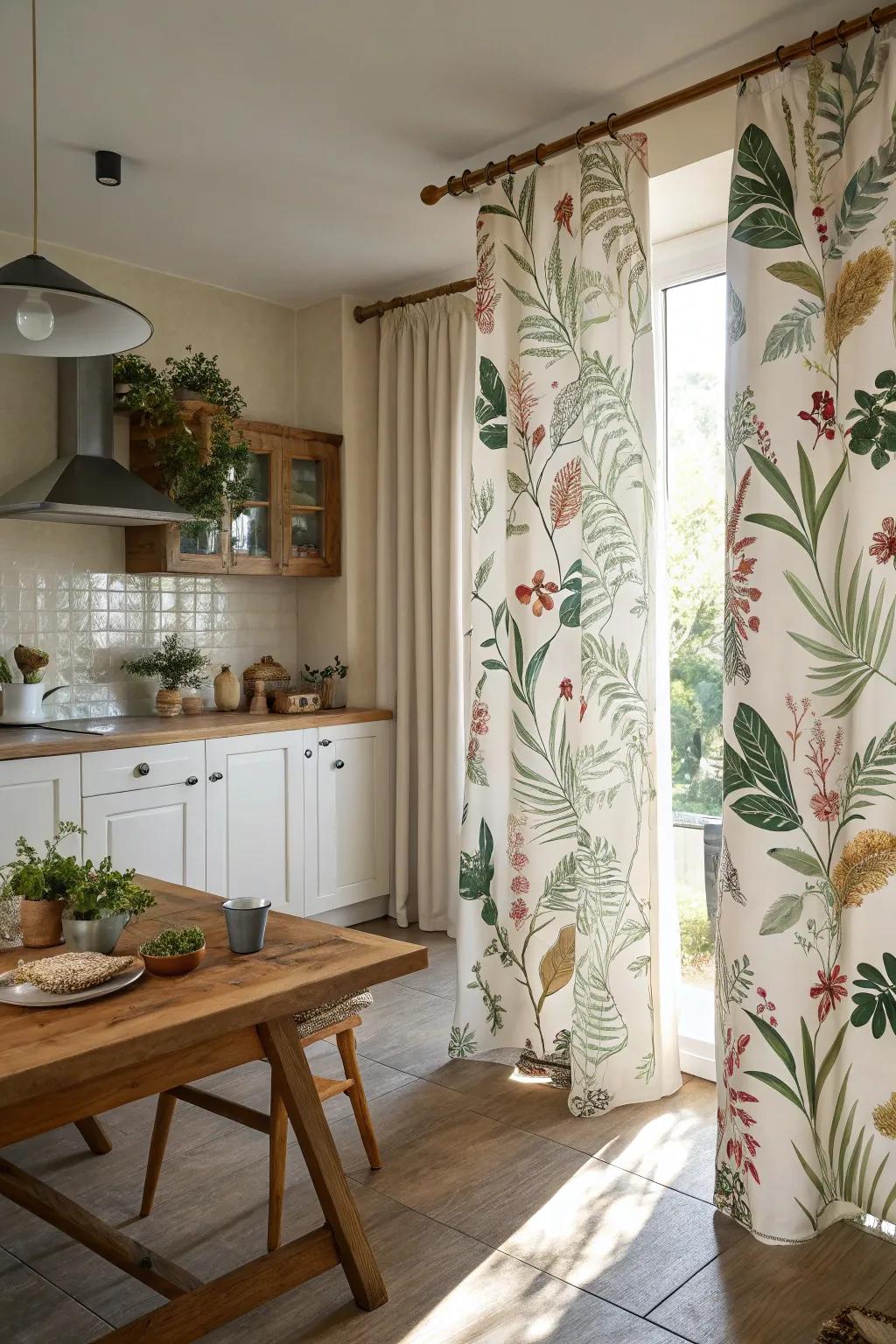 Herbal designs transport the outdoors inside.