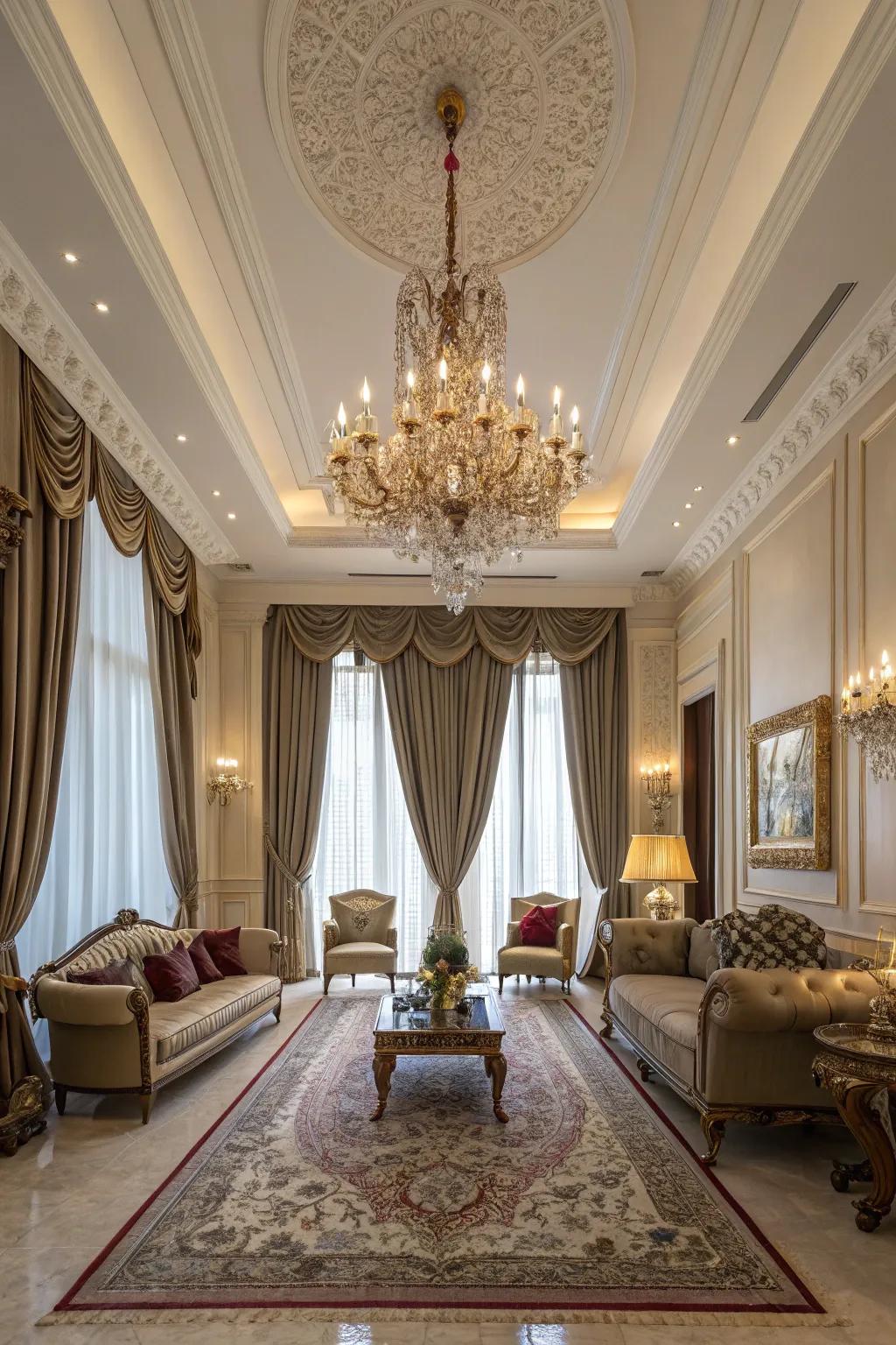 Long drapes can enhance the grandness of a space.