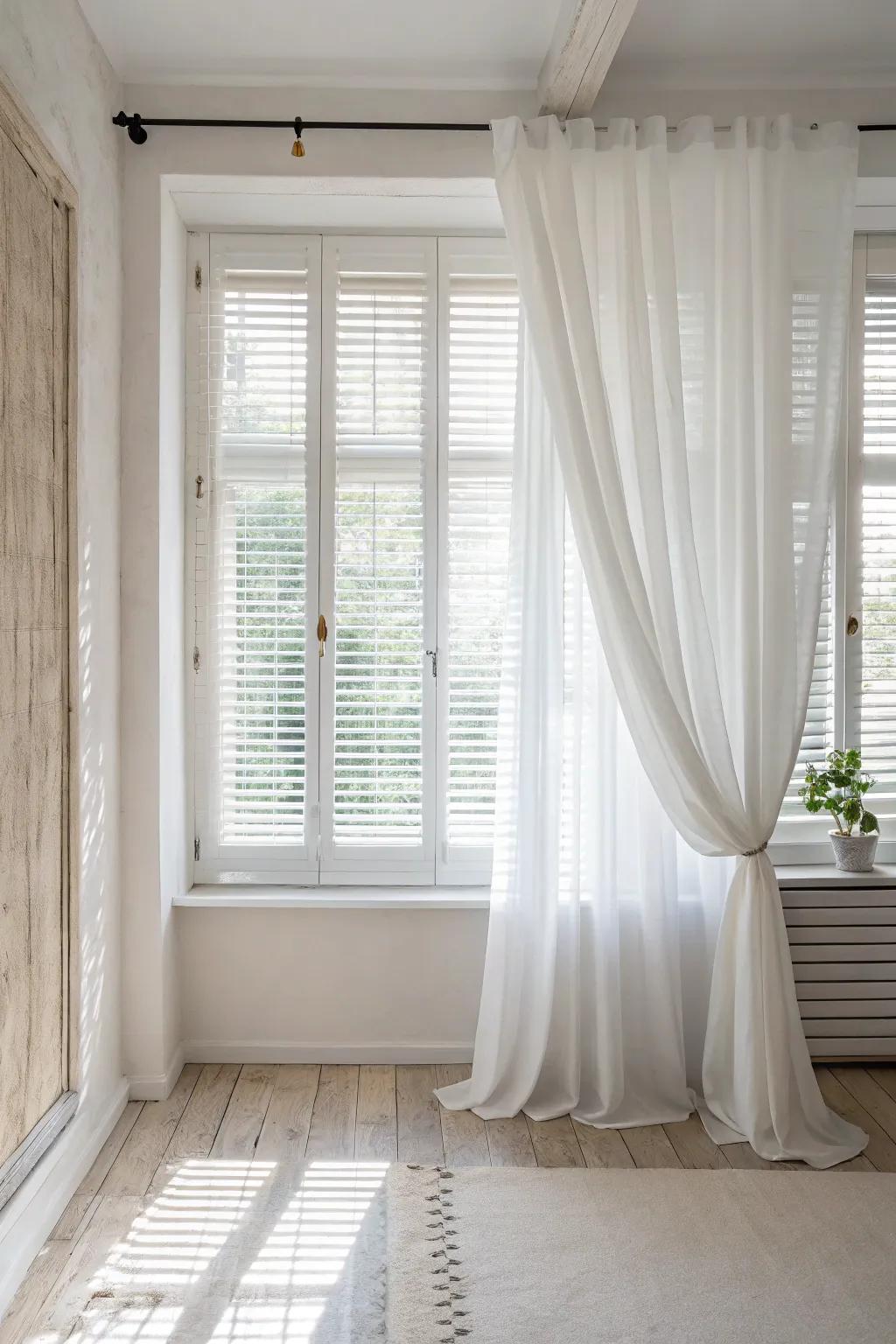A white on white scheme produces a clean and radiant look.