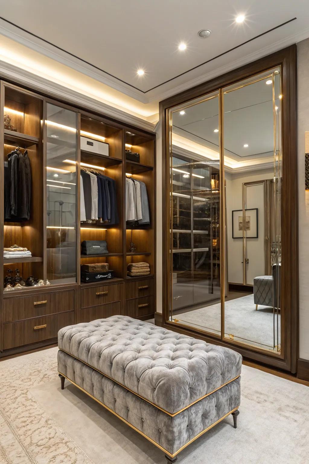 A seating nook turns your closet into a private retreat.