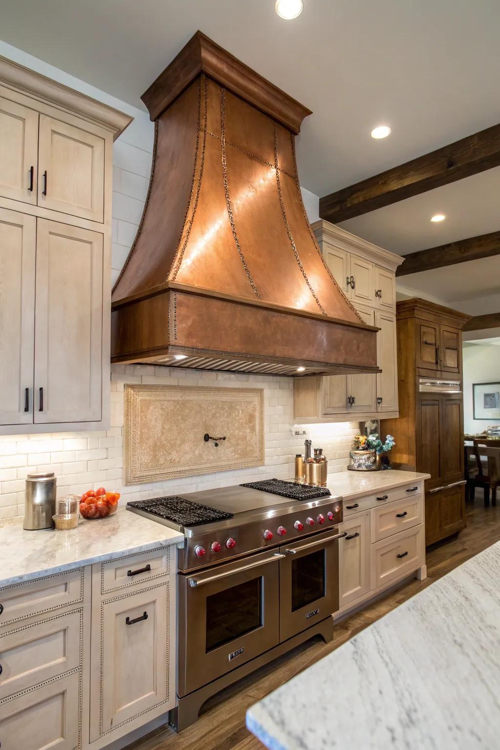 Copper range hoods bring a touch of luxury and warmth to any kitchen.