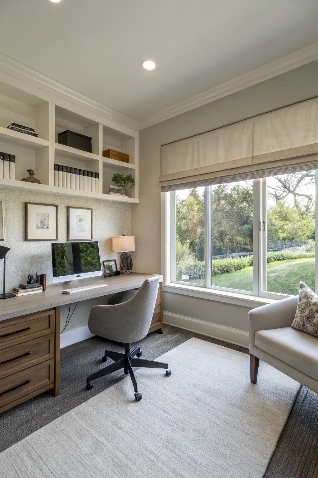 Achieve a polished appearance in your home office with level valances.