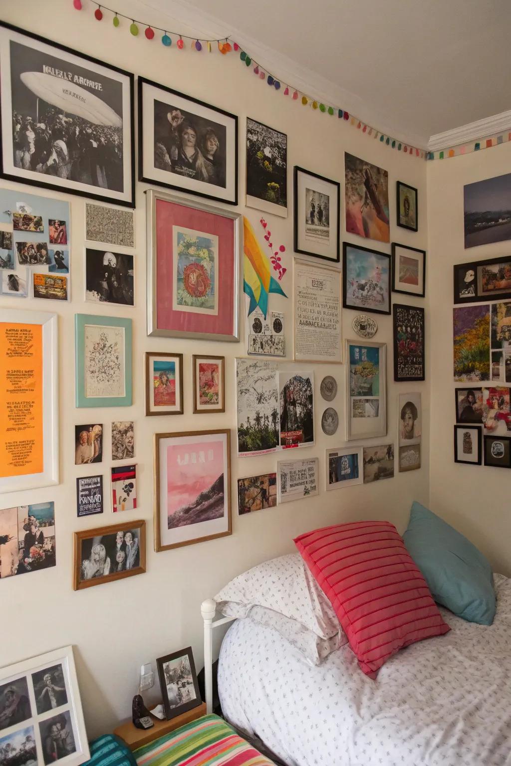 A personalized teen room featuring ornamental wall features.