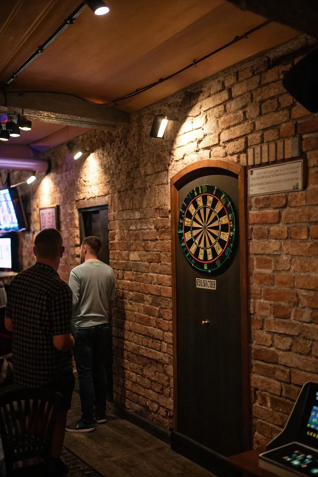 Creative backdrops can dramatically enhance the character of your dart room.