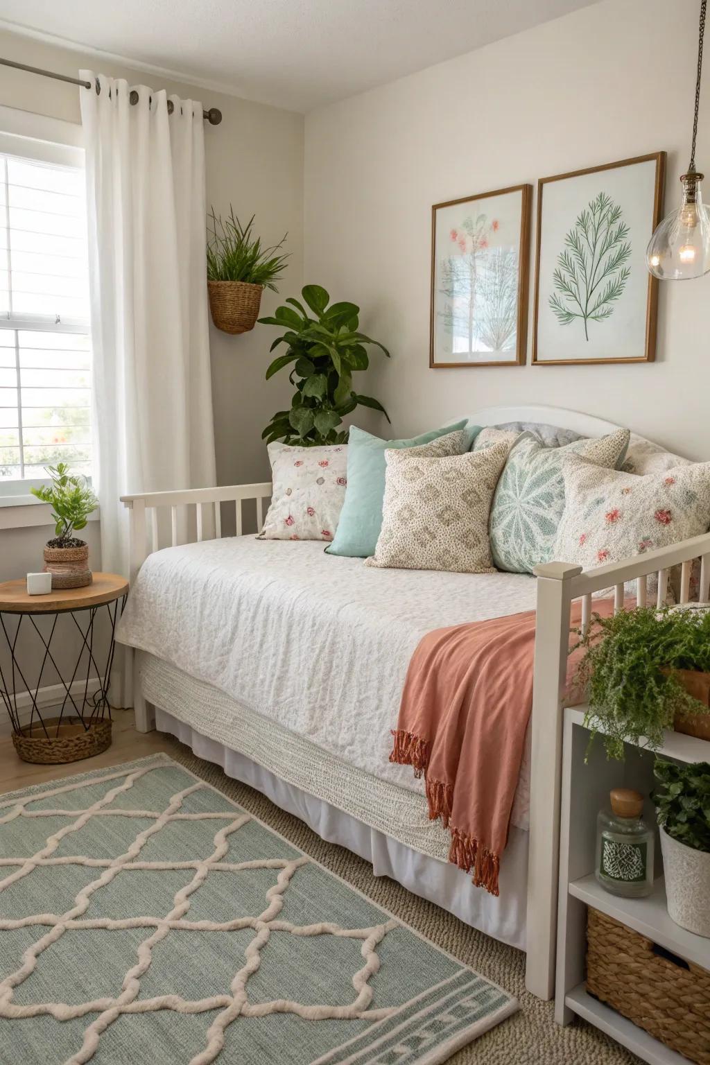 A guest bedroom showcasing a daybed for a cozy and adaptable sleeping arrangement.