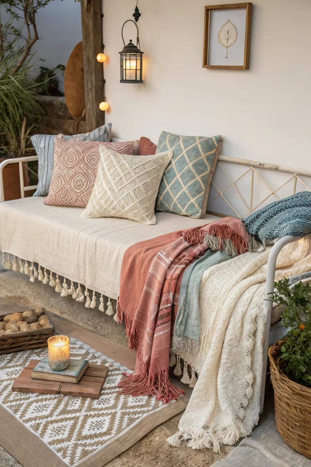 Comfortable textiles make a sofa bed a cozy and inviting retreat.