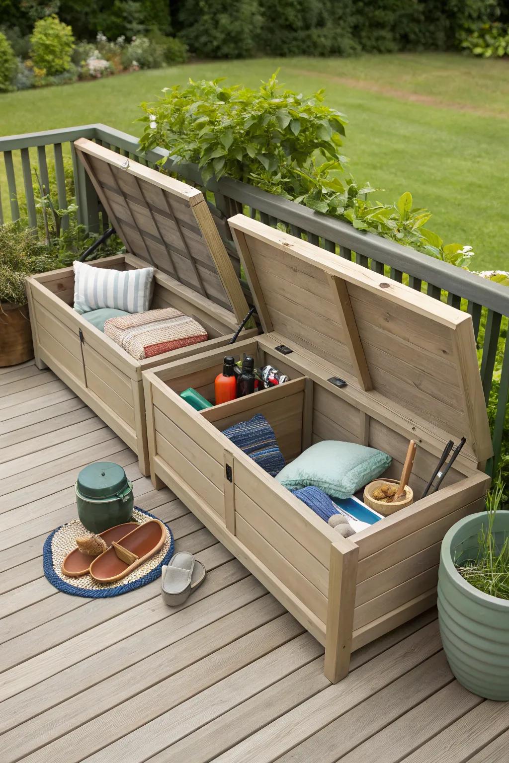 Storage benches that combine seating with space-conserving solutions.