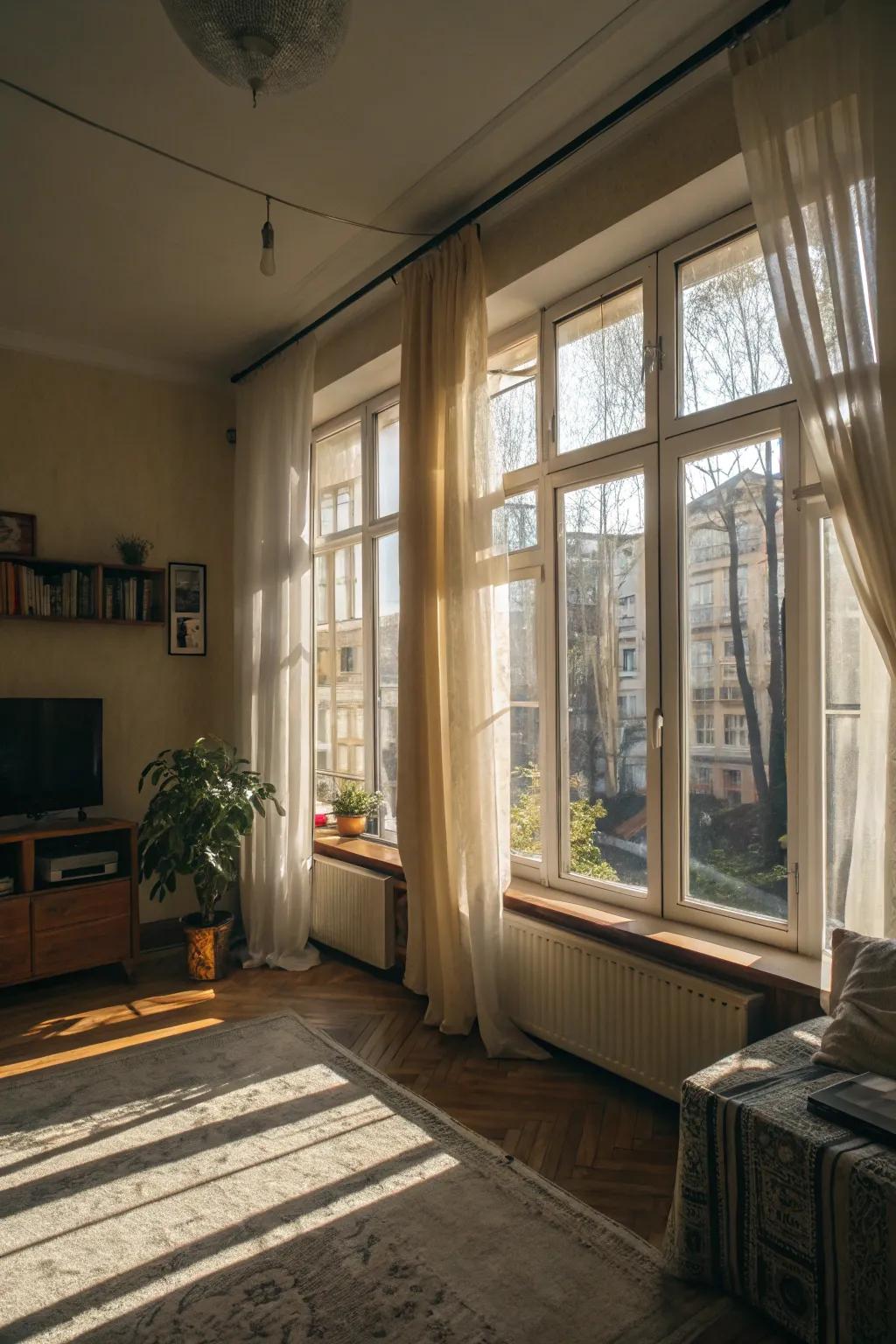 Sunlight can dramatically improve the perceived dimensions of your apartment.