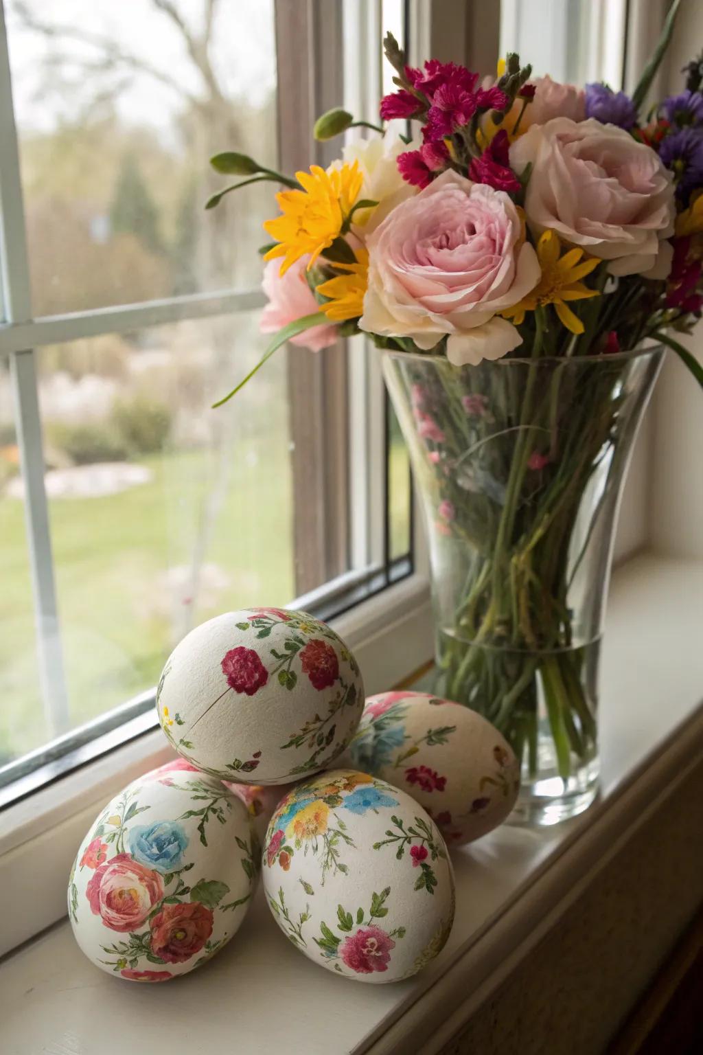 Blossom decorated spheres introducing a hint of spring inside