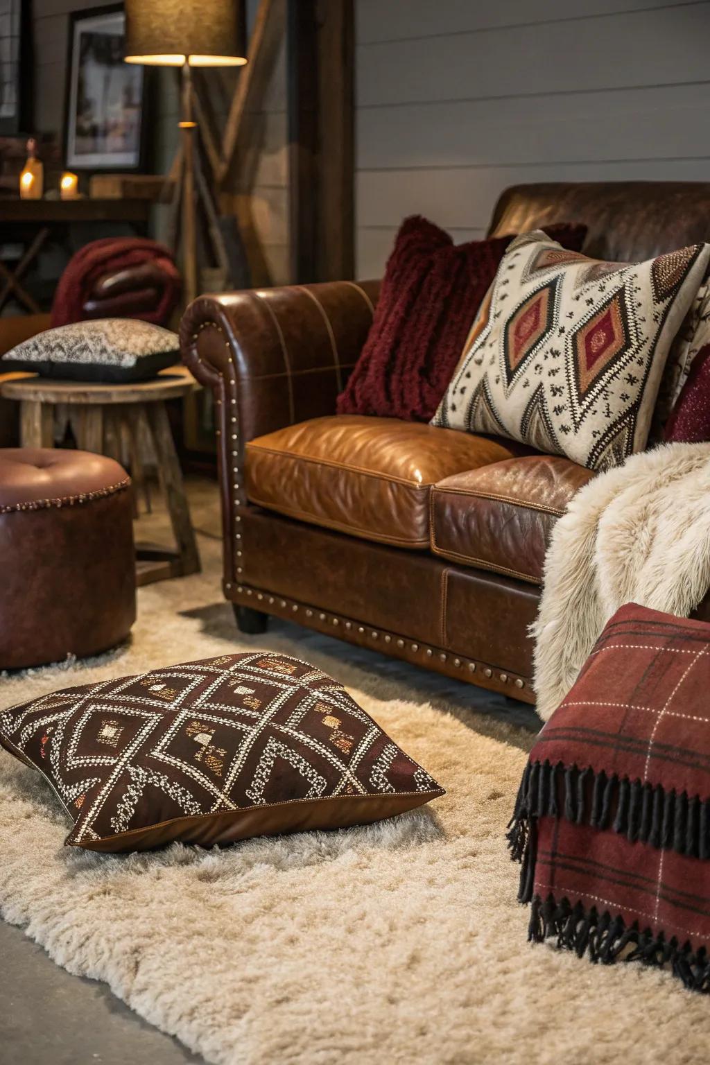 Varied textures and patterns create visual interest.