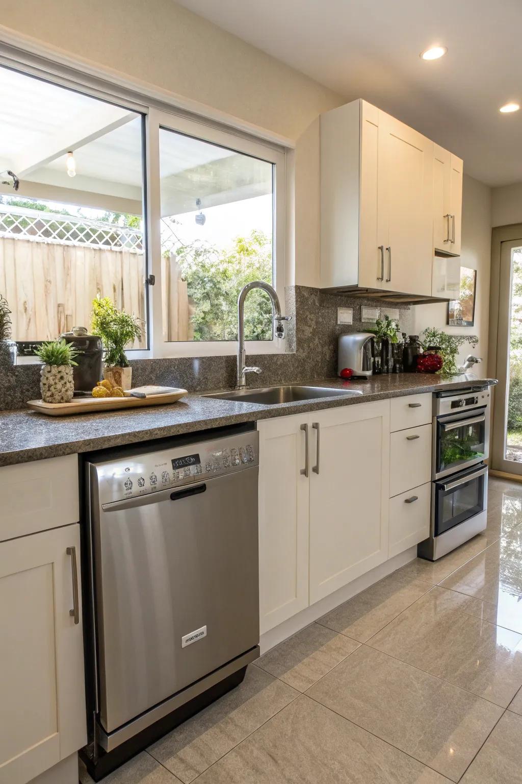 Handy dishwasher position next to the kitchen sink.