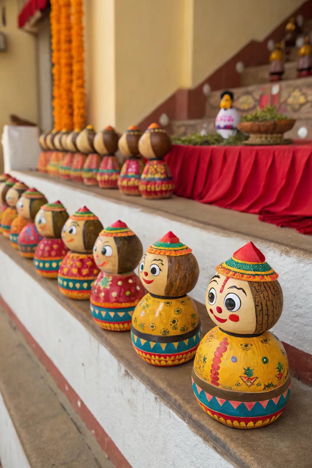 Dolls made from coconut shells bring an eco-friendly flair to Golu.