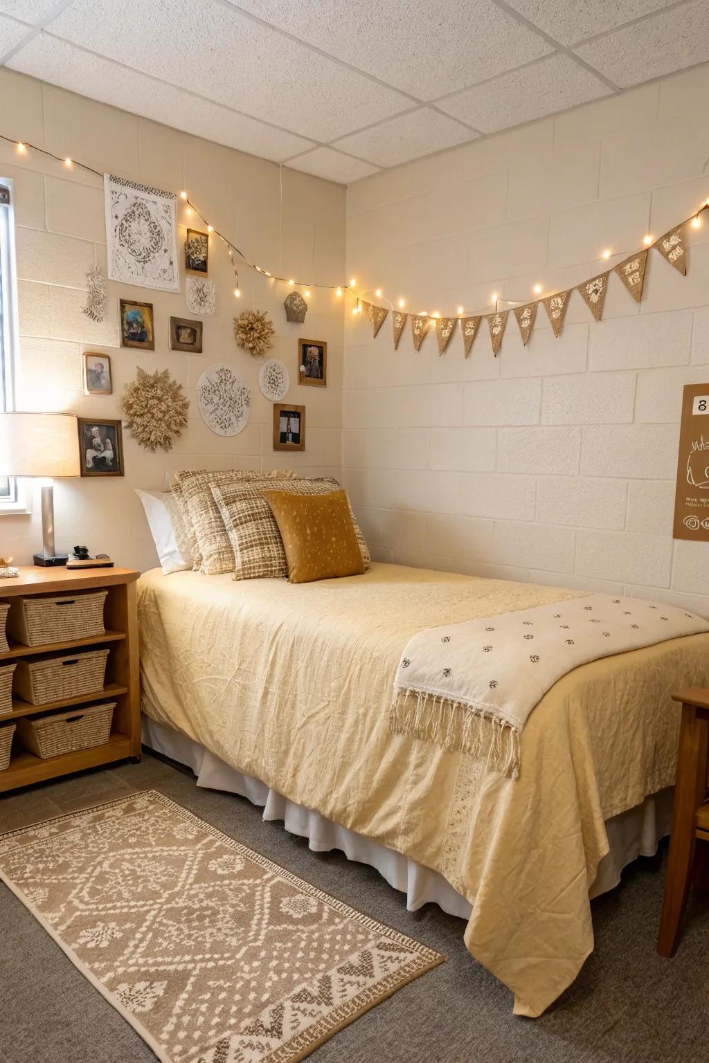 Warm neutrals foster a cozy and inviting atmosphere.