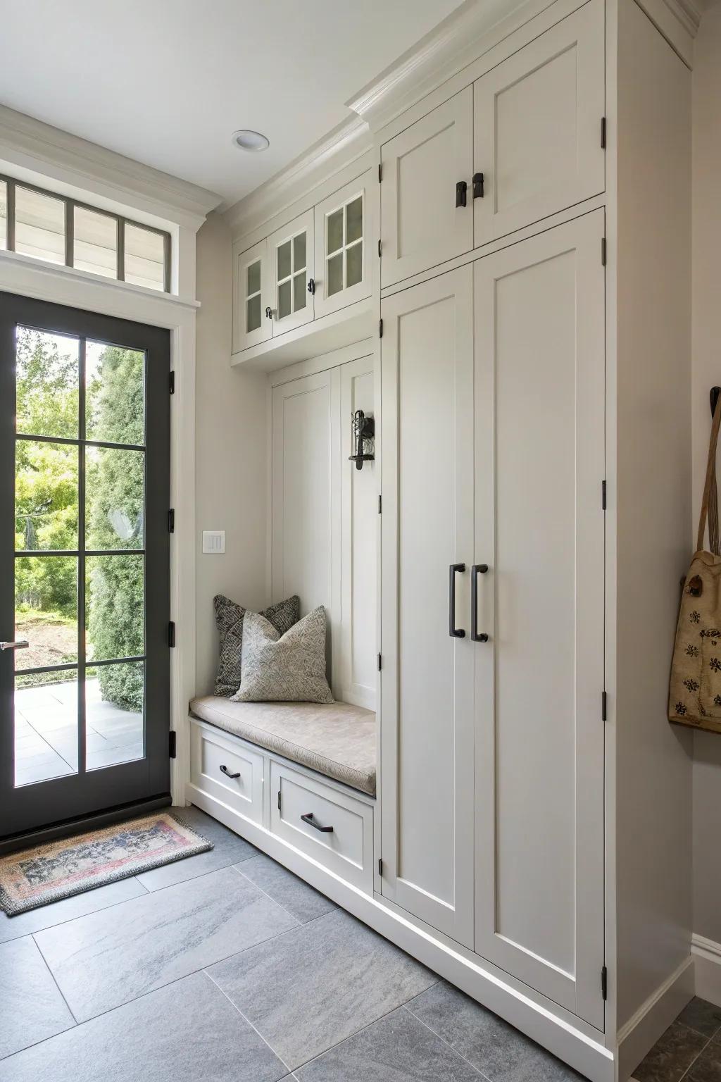 Built-in cabinetry helps keep storage out of sight.