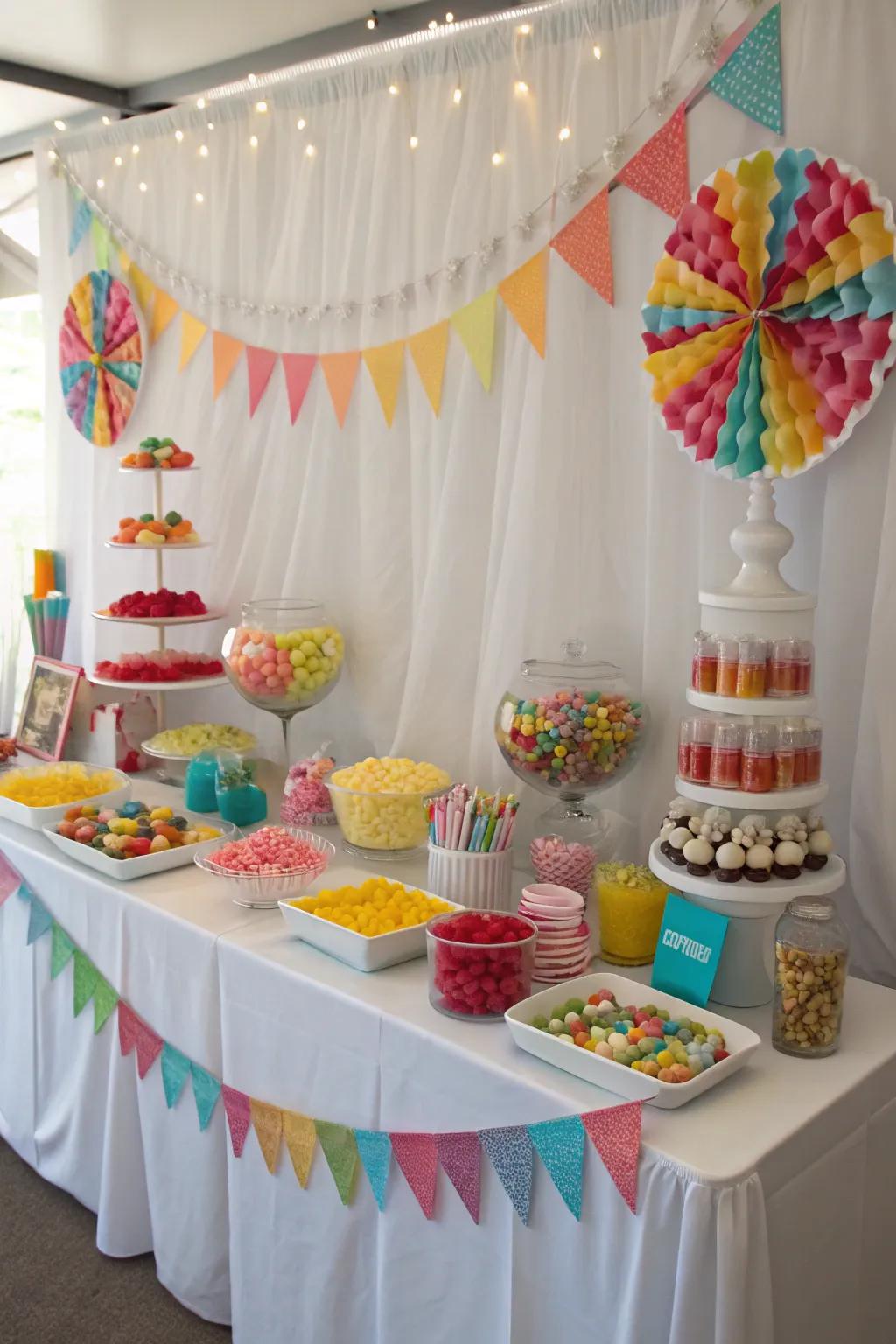 A themed back setting enhancing the candy display.