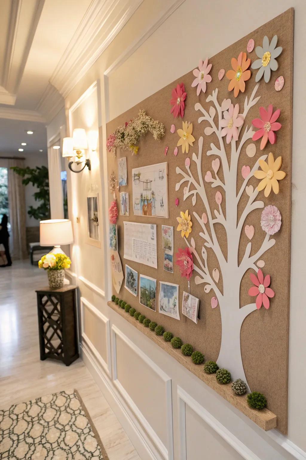 Infuse organic elegance using a floral-themed board.