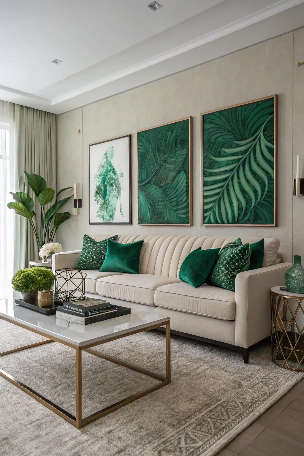 Impressive artwork enhances the emerald green theme.