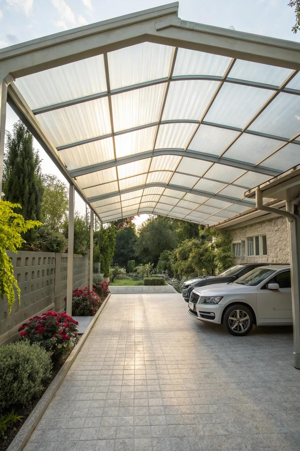 Enjoy sunlight and fresh air with an open-sided carport design.