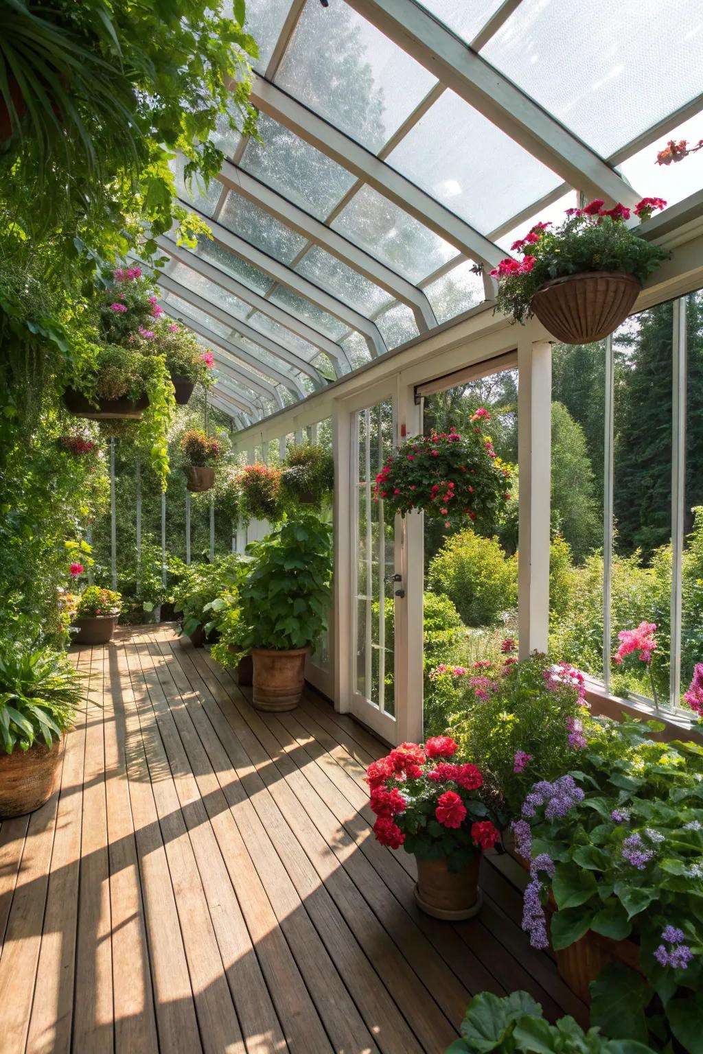 A conservatory hideaway nestled within a sheltered patio.