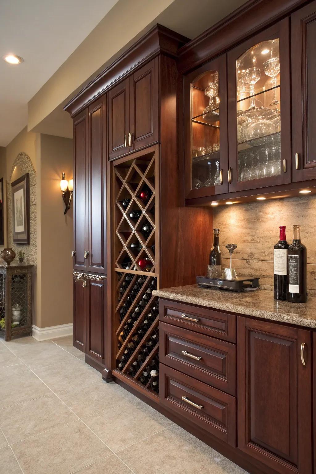 Maintain an organized wine collection with this refined, built-in wine rack.