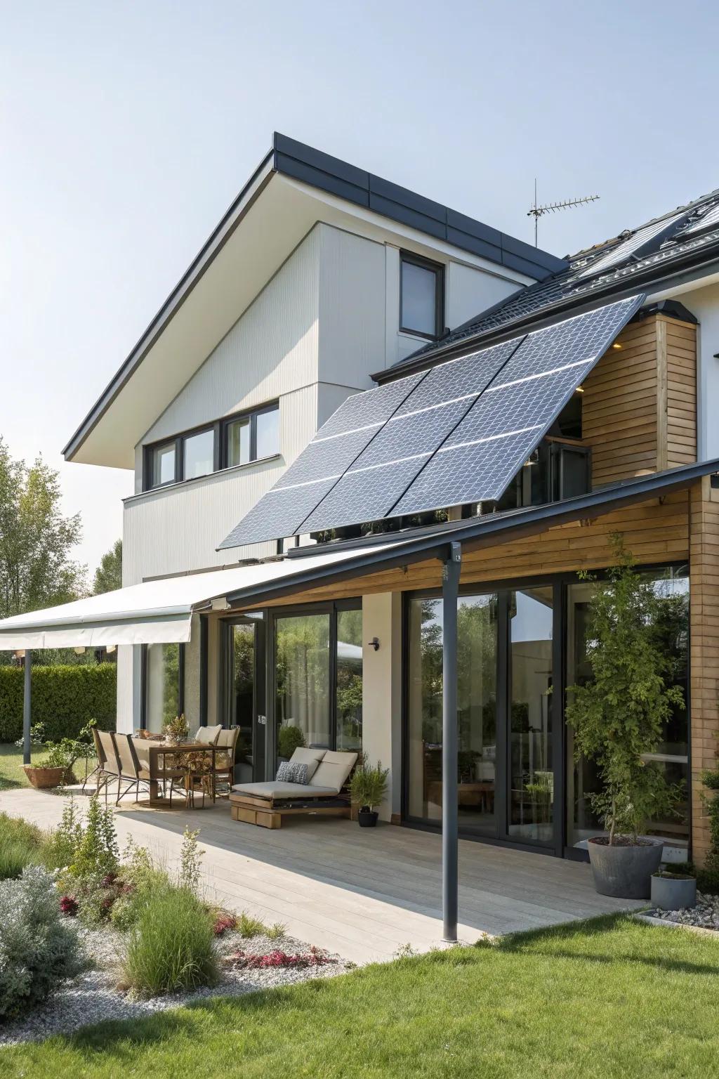 Solar-powered shades merge design with sustainability.