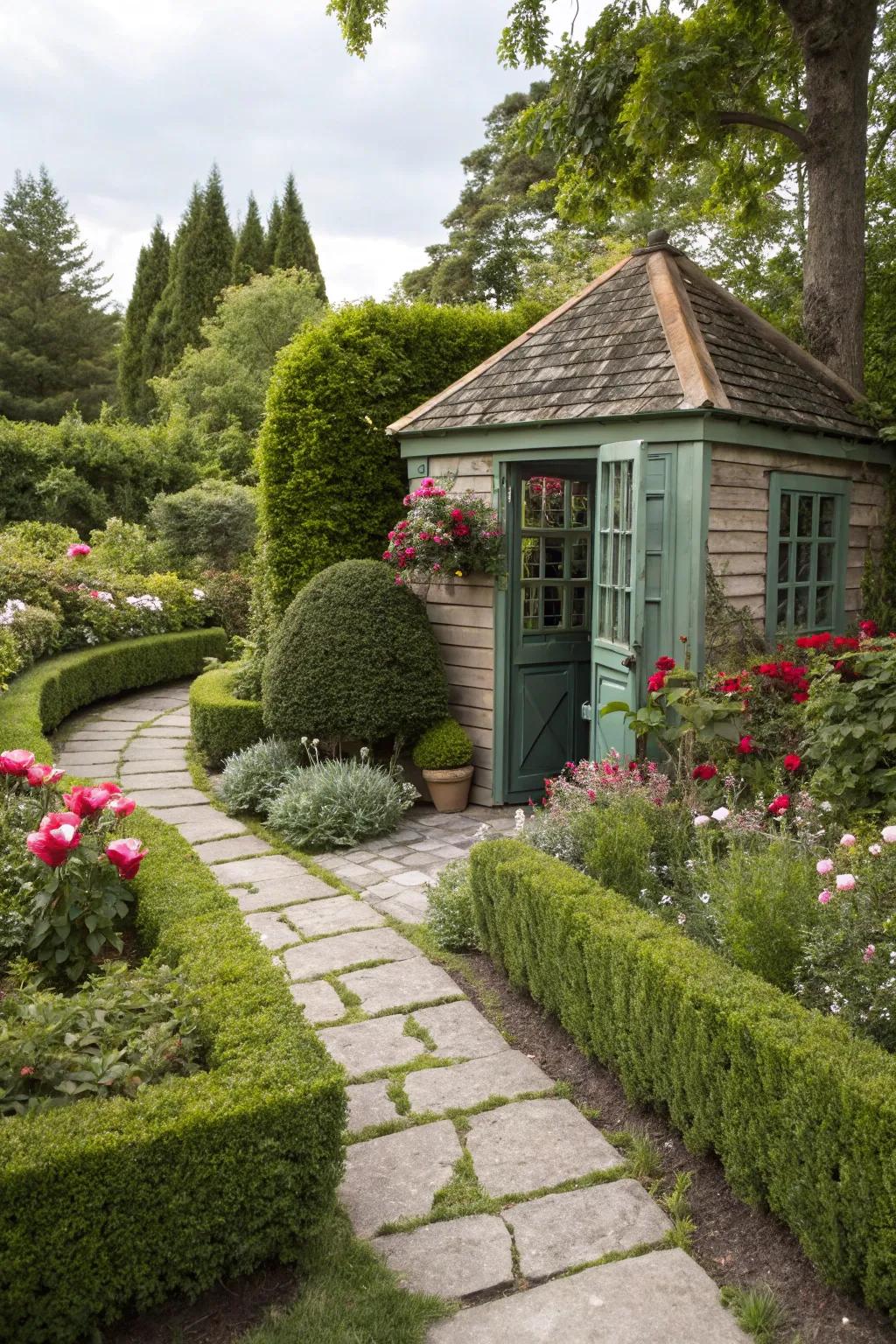An inviting entryway transforms your shed into a welcoming space.
