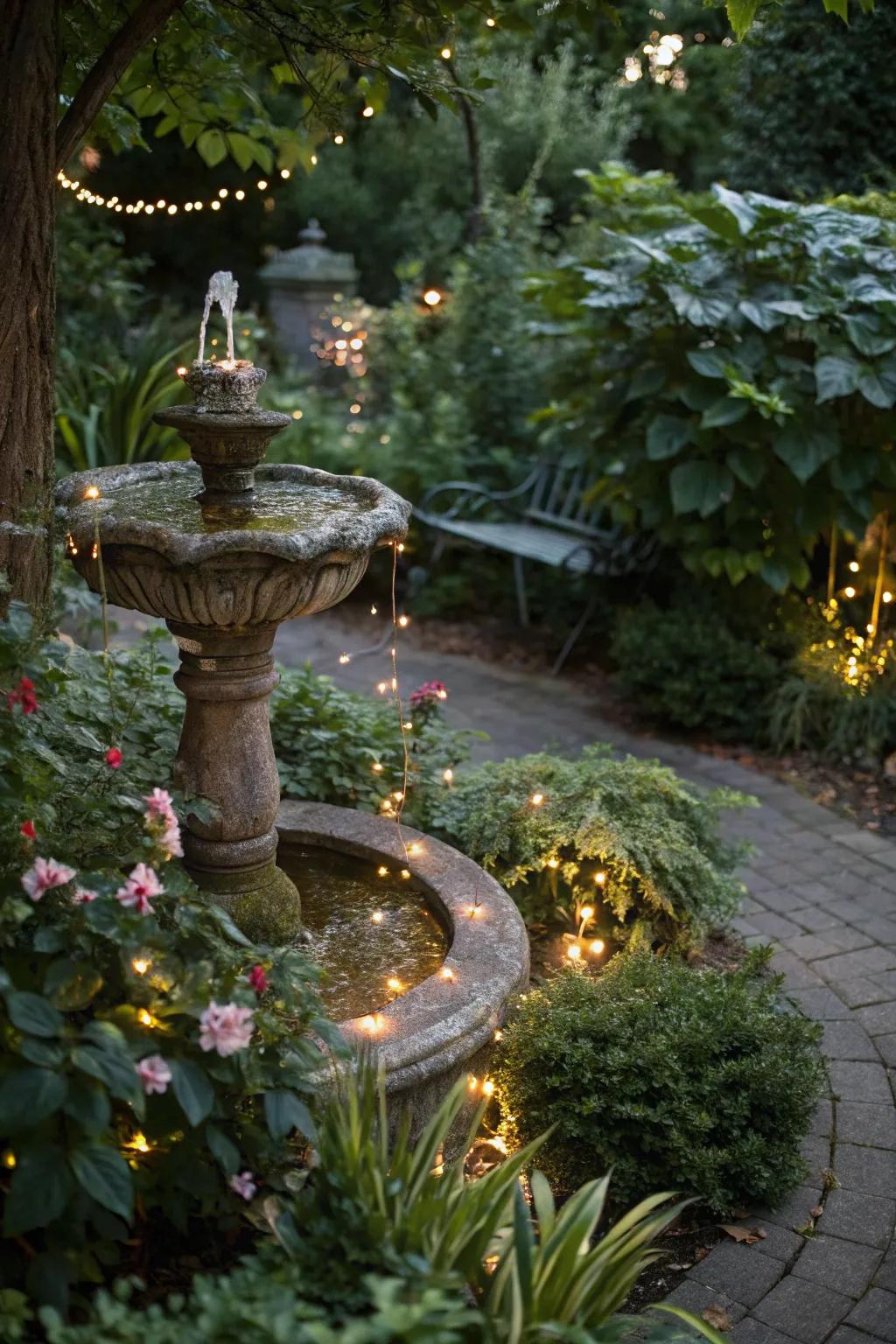 Ornamental lights beautifully accentuate garden features.
