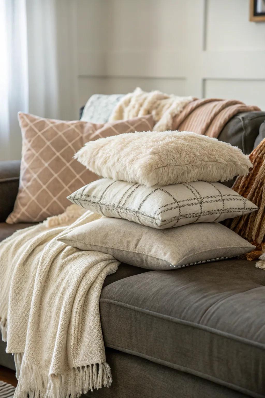 Layer pillows for added visual appeal and comfort.